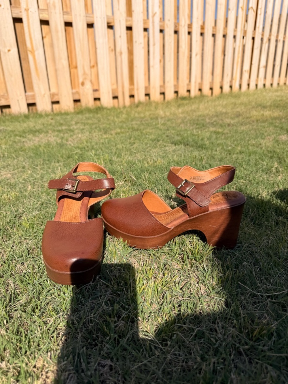 boc Brown Platform Clog Sandals with Ankle Buckle